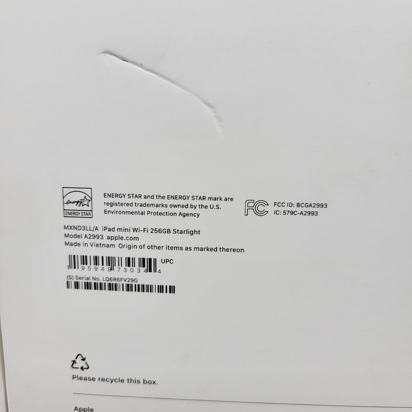 New WiFi Only Apple iPad mini (A17 Pro) 256GB Starlight MXND3LL/A