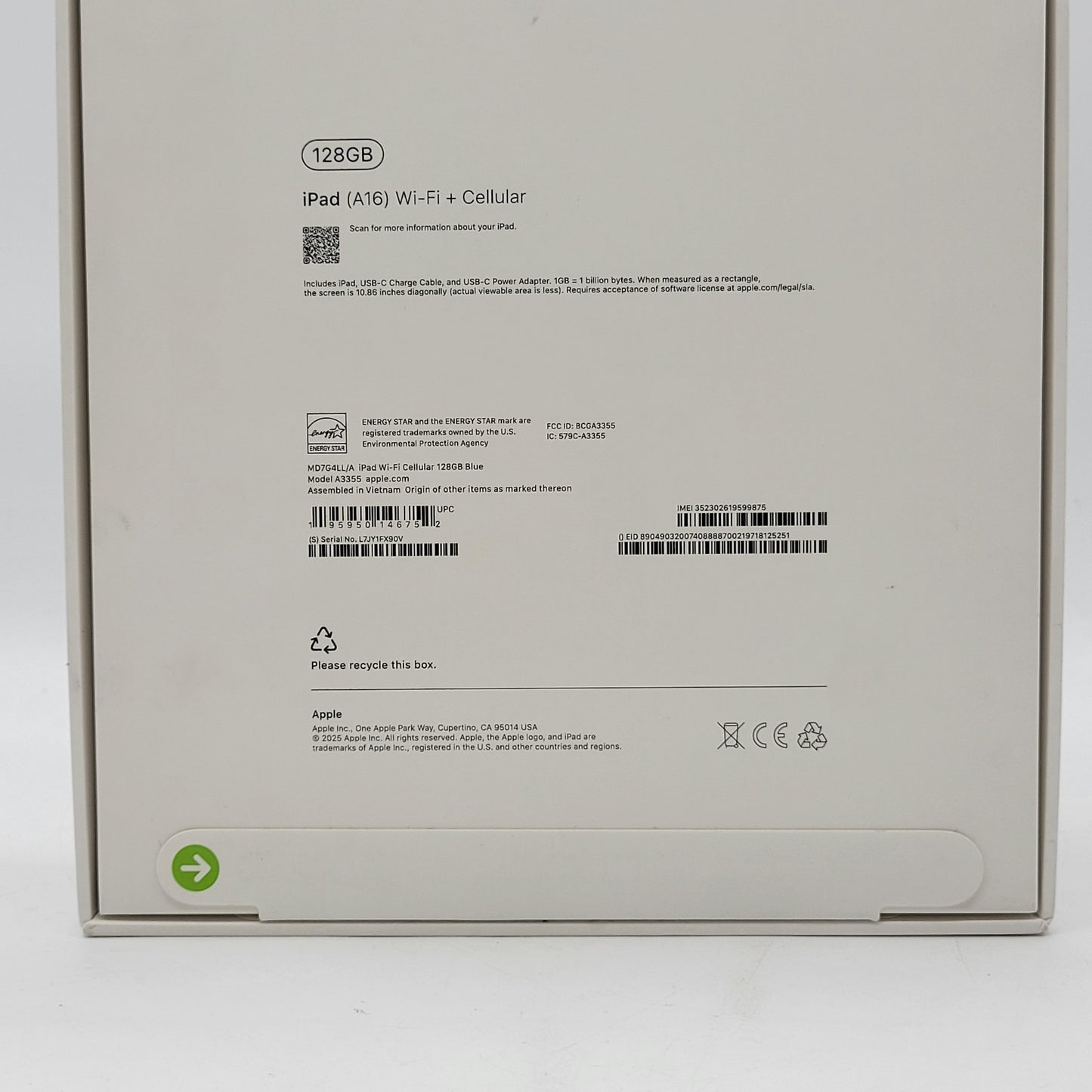 New Factory Unlocked Apple iPad 11" (A16) 128GB Blue MD7G4LL/A