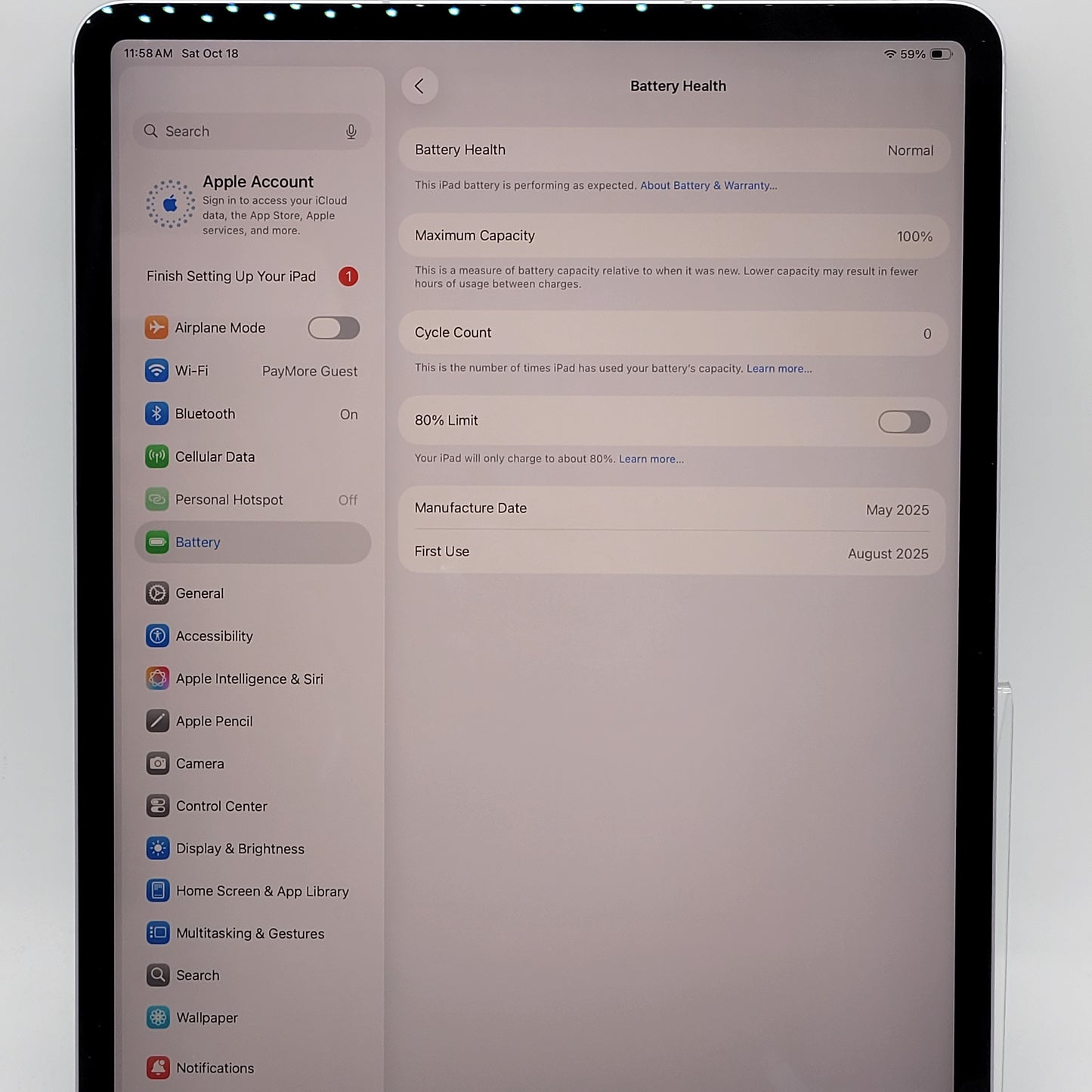Wifi Only Apple iPad Air 13" M3 128GB Purple MCJ44LL/A