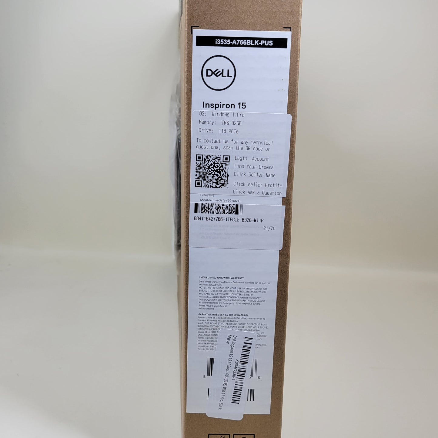 New Dell Inspiron 15 3535 15.6" Ryzen 5 7530U 2.0GHz 32GB RAM 1TB PCIe SSD