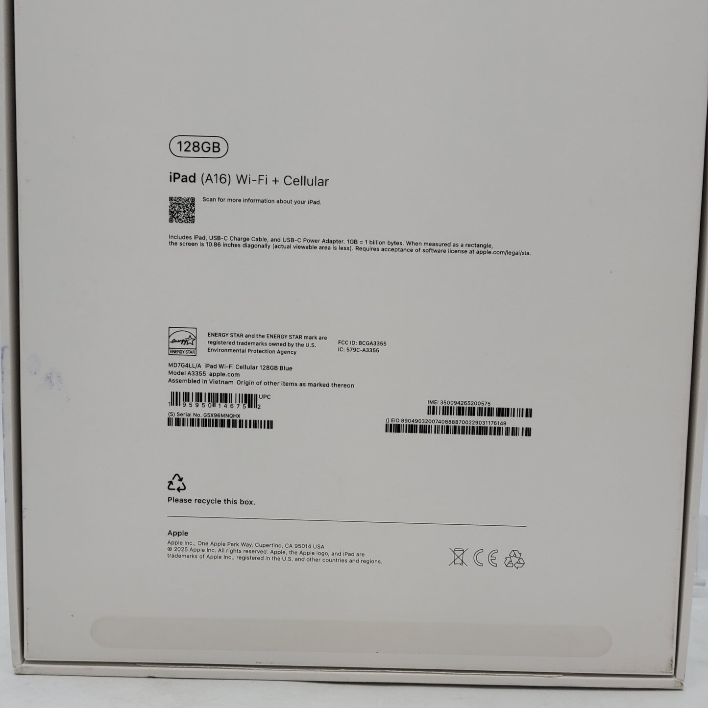 Factory Unlocked Apple iPad 11" (A16) 128GB Blue MD7G4LL/A