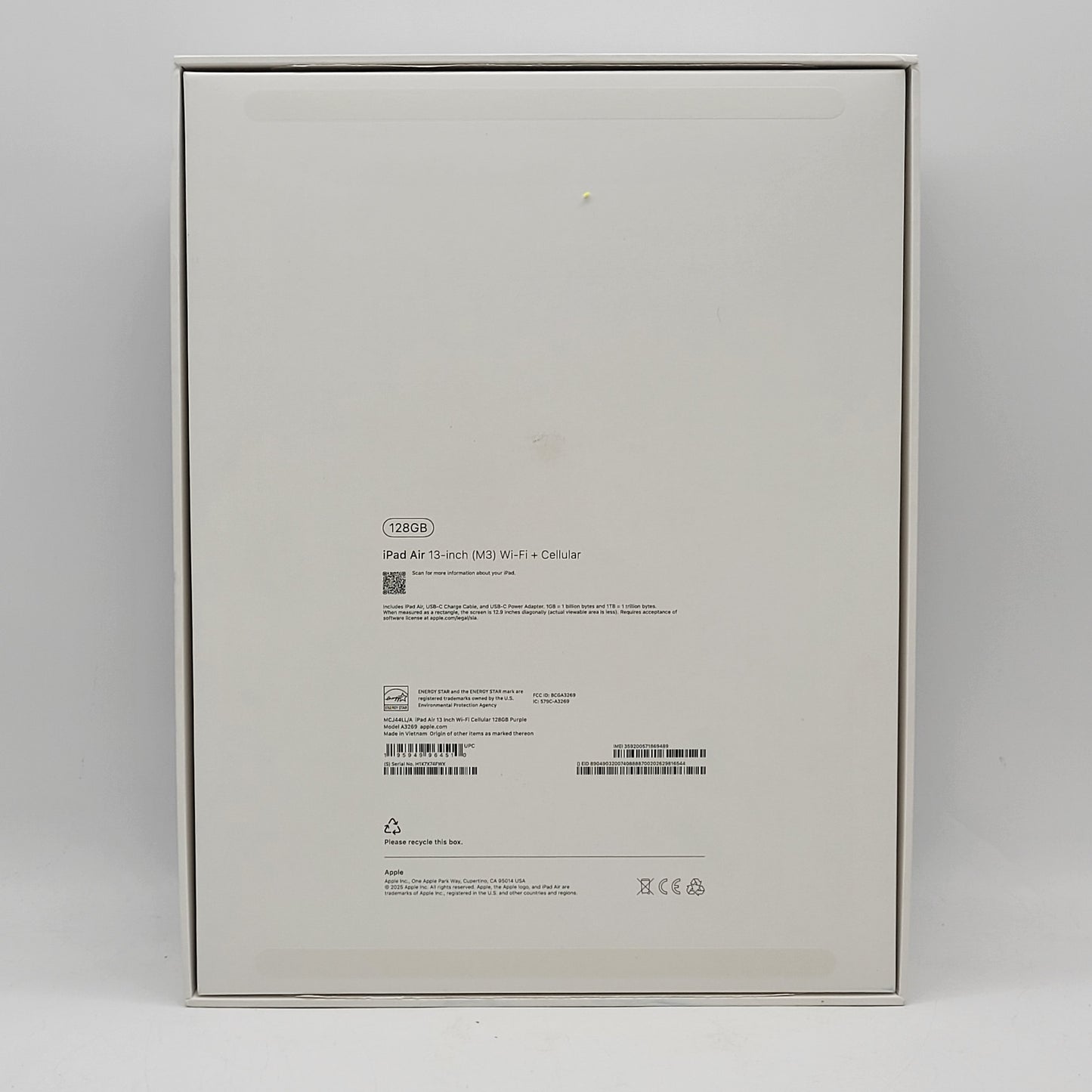 Wifi Only Apple iPad Air 13" M3 128GB Purple MCJ44LL/A