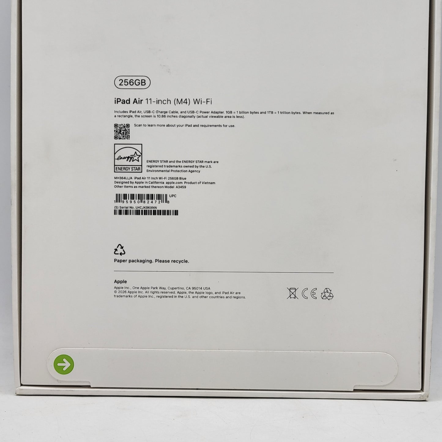 New WiFi Only Apple iPad Air 11" M4 256GB Blue MH364LL/A