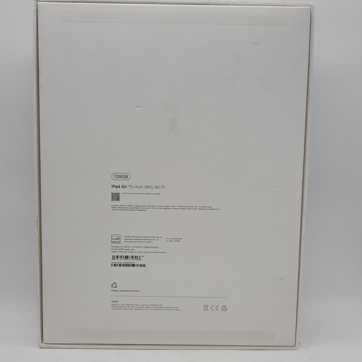 WiFi Only Apple iPad Air 13" M3 128GB Starlight MCNK4LL/A