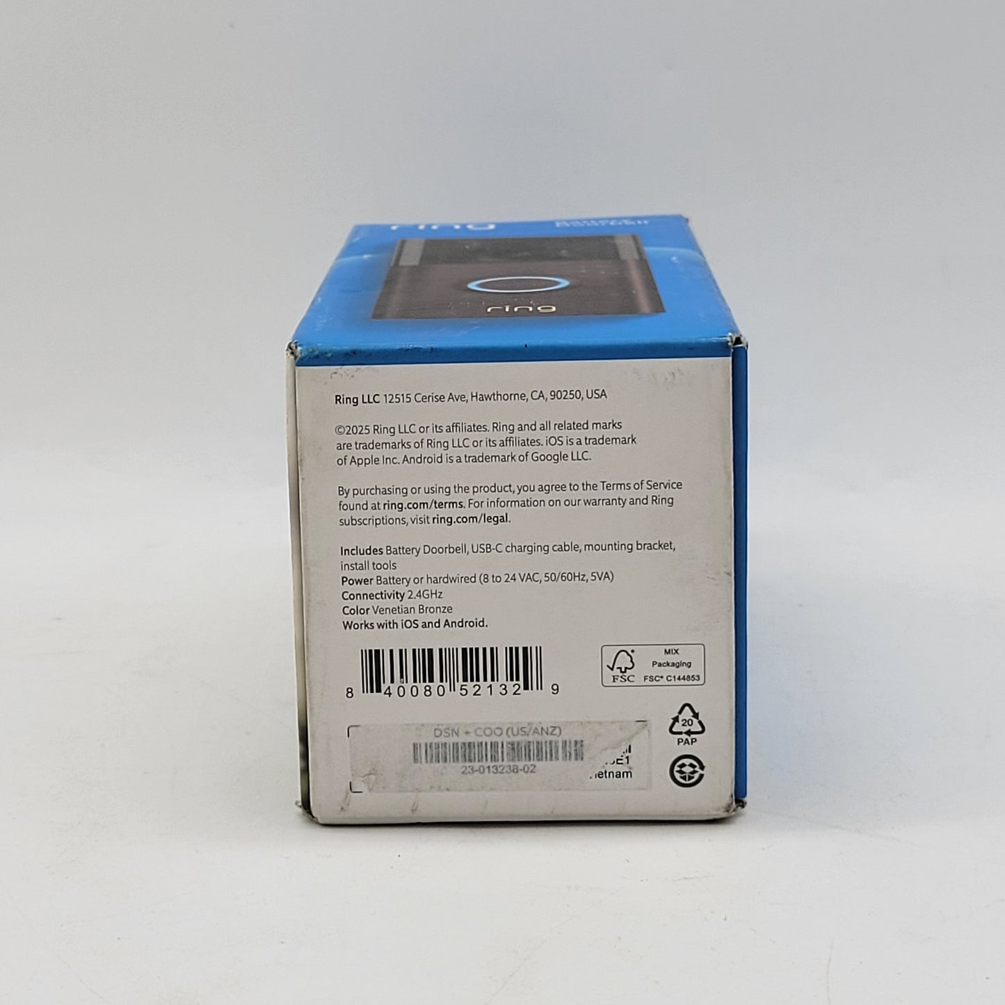 New Ring Battery Doorbell Home Security Camera Black