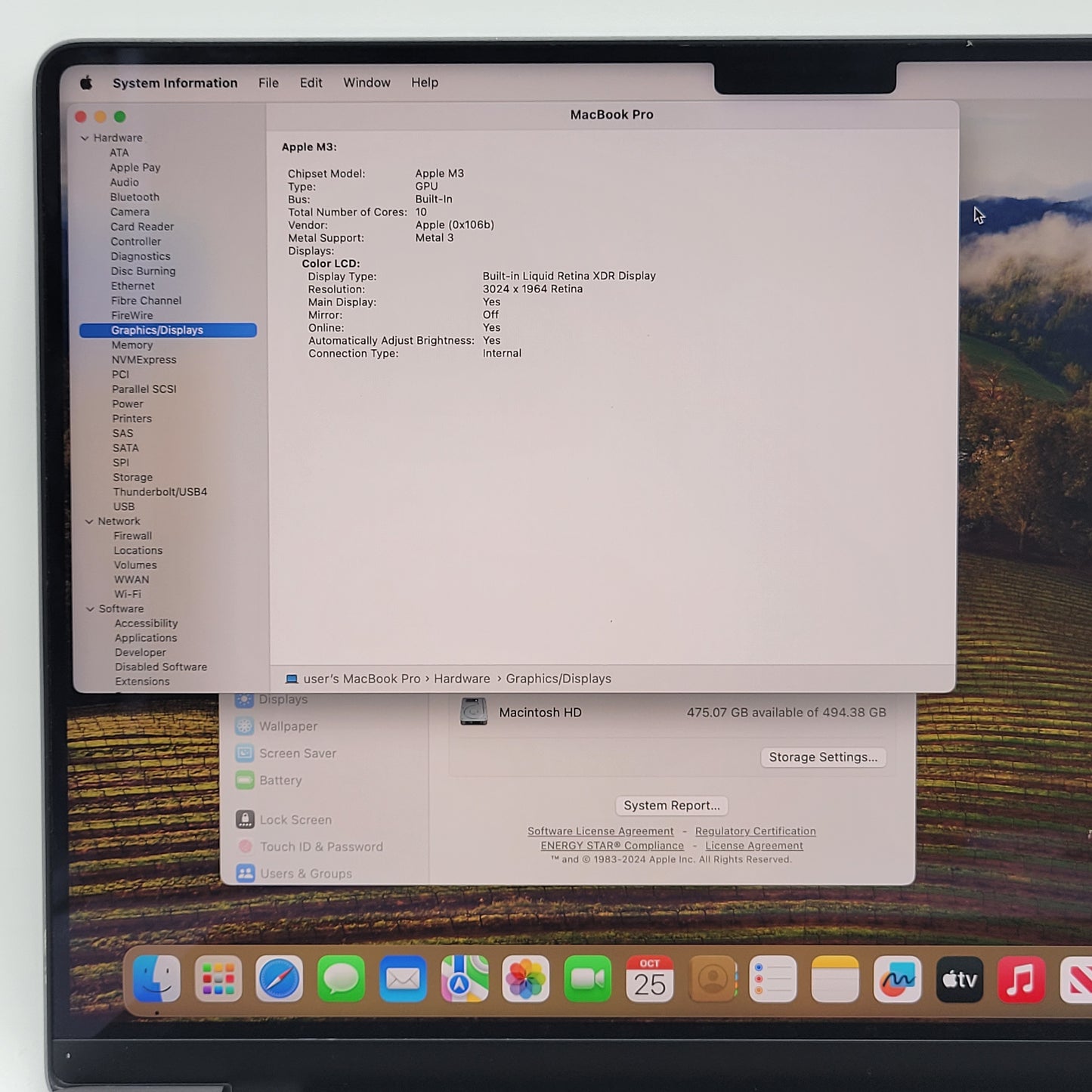 2023 Apple MacBook Pro 14" M3 10C GPU 4.0GHz 8GB RAM 512GB SSD A2918