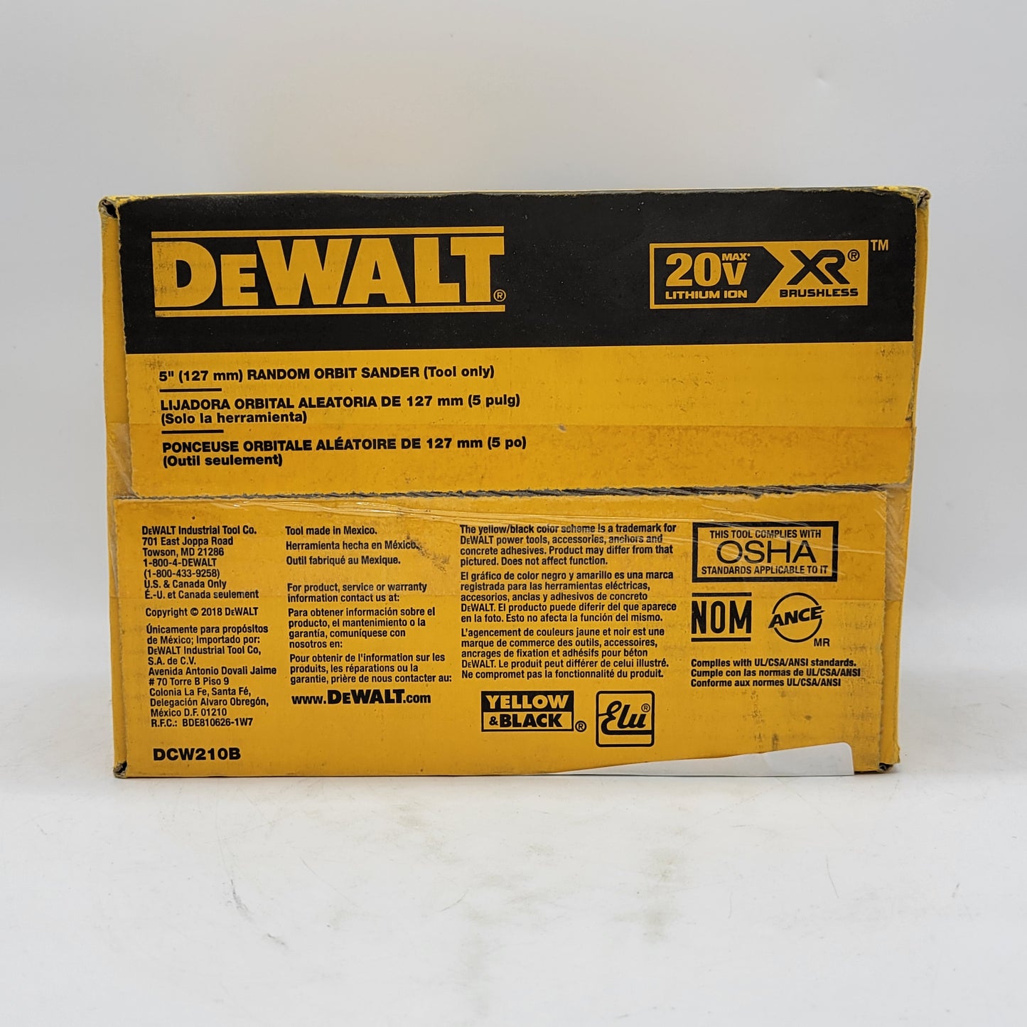 New DeWalt DCW210B 20V 5" Variable Speed Random Orbital Sander Tool Only