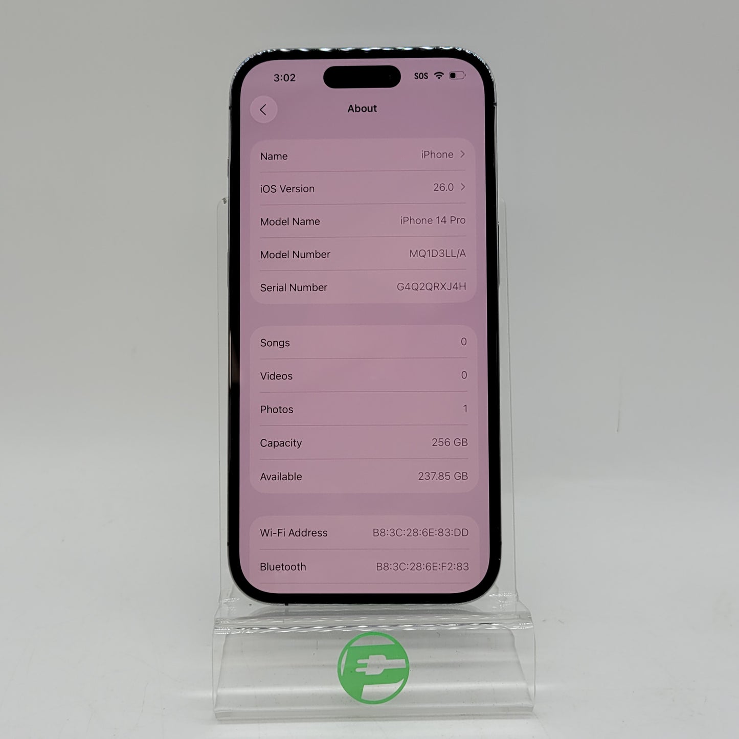 Unlocked Apple iPhone 14 Pro 256GB Deep Purple MQ1D3LL/A
