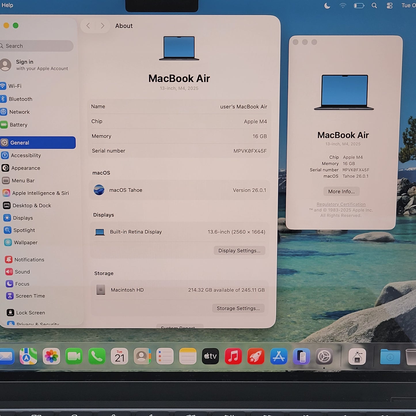 2025 Apple MacBook Air 13.6" M4 8C GPU 4.5GHz 16GB RAM 256GB SSD A3240