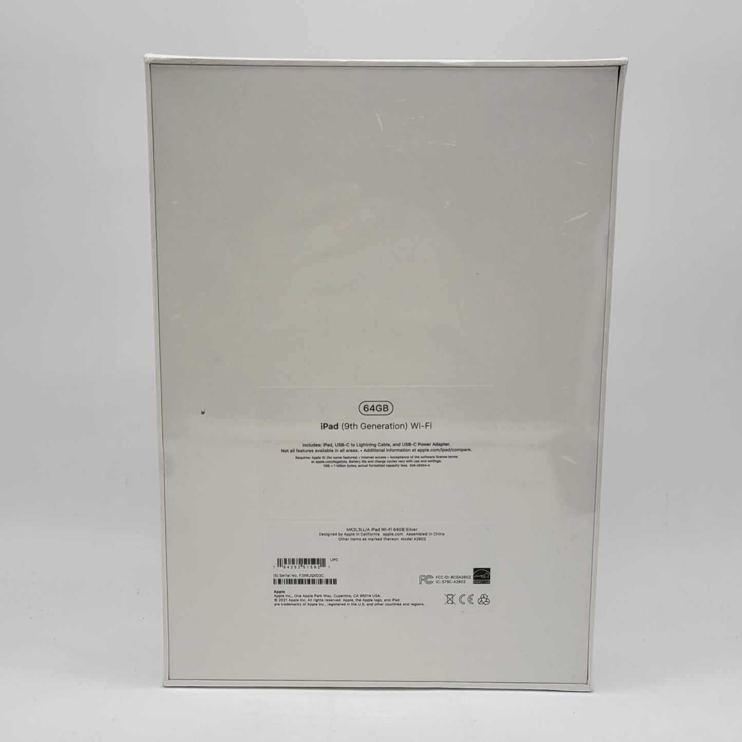 New WiFi Only Apple iPad 9th Gen 64GB Silver MK2L3LL/A