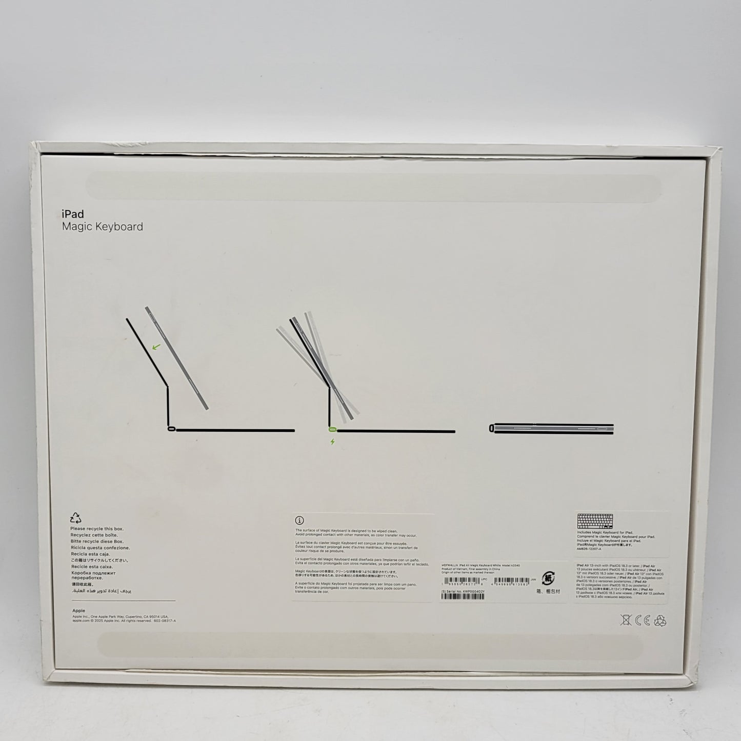 Apple Magic Keyboard for iPad Air 13" Keyboard Folio Case White A3340