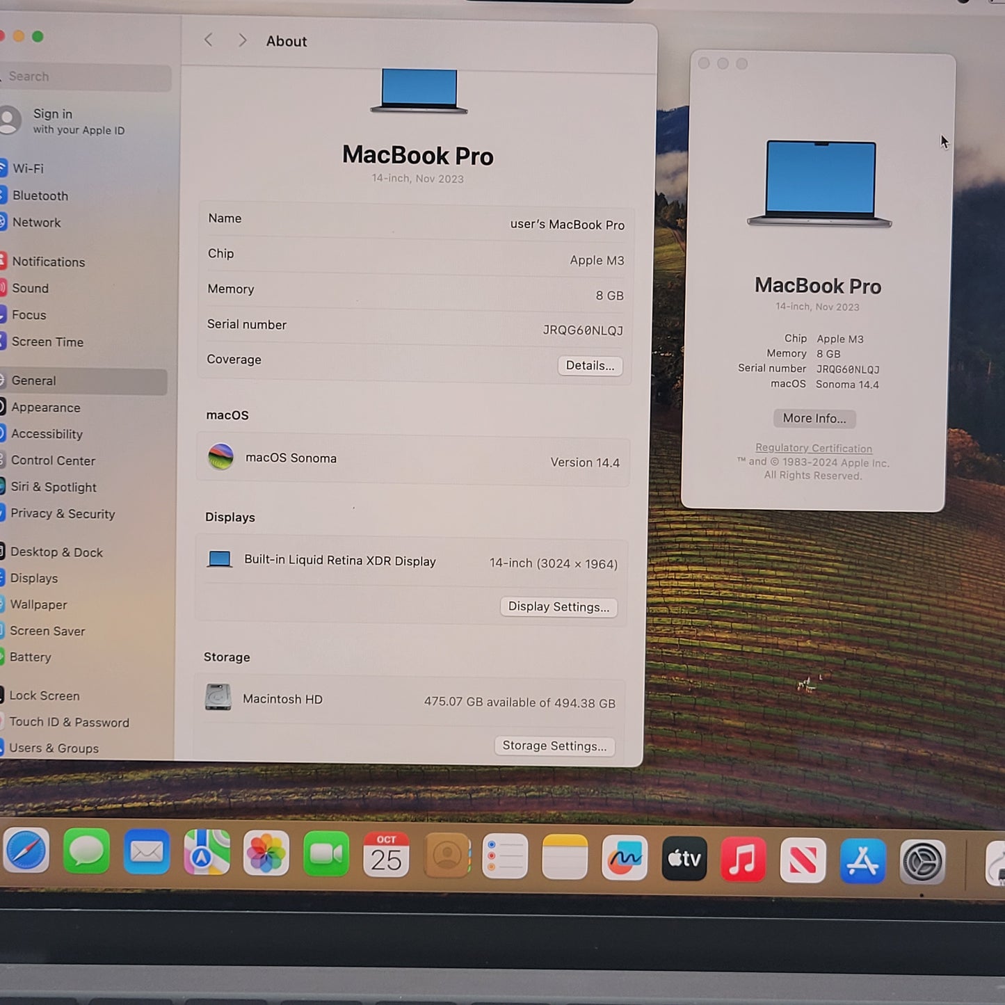 2023 Apple MacBook Pro 14" M3 10C GPU 4.0GHz 8GB RAM 512GB SSD A2918