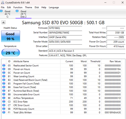Samsung 2.5" 870 EVO 500GB SATA III 6Gbps SSD MZ-77E500