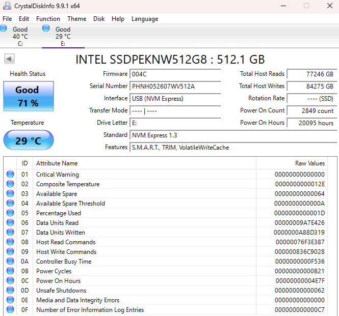 Intel 2280mm 660p Series 512GB M.2 NVMe Gen 3.0 x 4 SSD SSDPEKNW512GB
