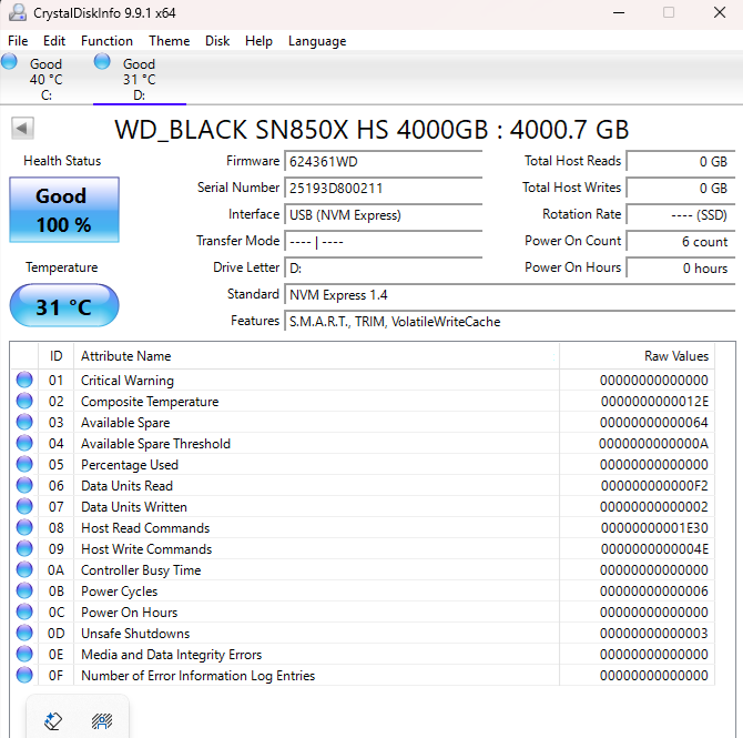 Western Digital WD 2280mm Black SN850X 4TB M.2 NVMe Gen 4.0 x 4 SSD