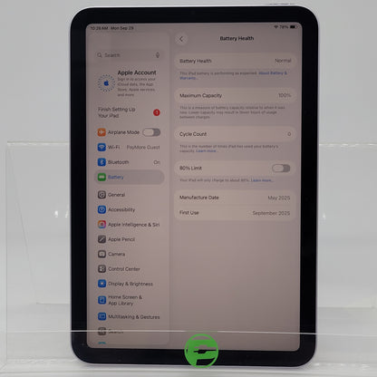 WiFi Only Apple iPad mini (A17 Pro) 128GB Purple MXN93LL/A
