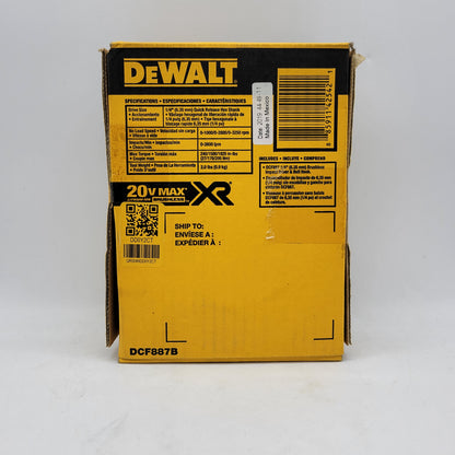 New DeWalt DCF887B 20V MAX 1/4" 3-Speed Brushless Impact Driver Tool Only