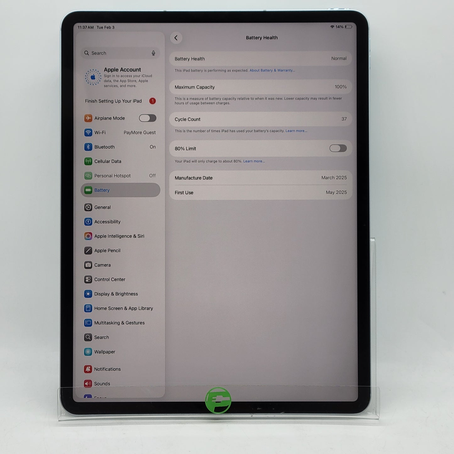 Unlocked Apple iPad Air 13" M3 256GB Blue MCJ64LL/A