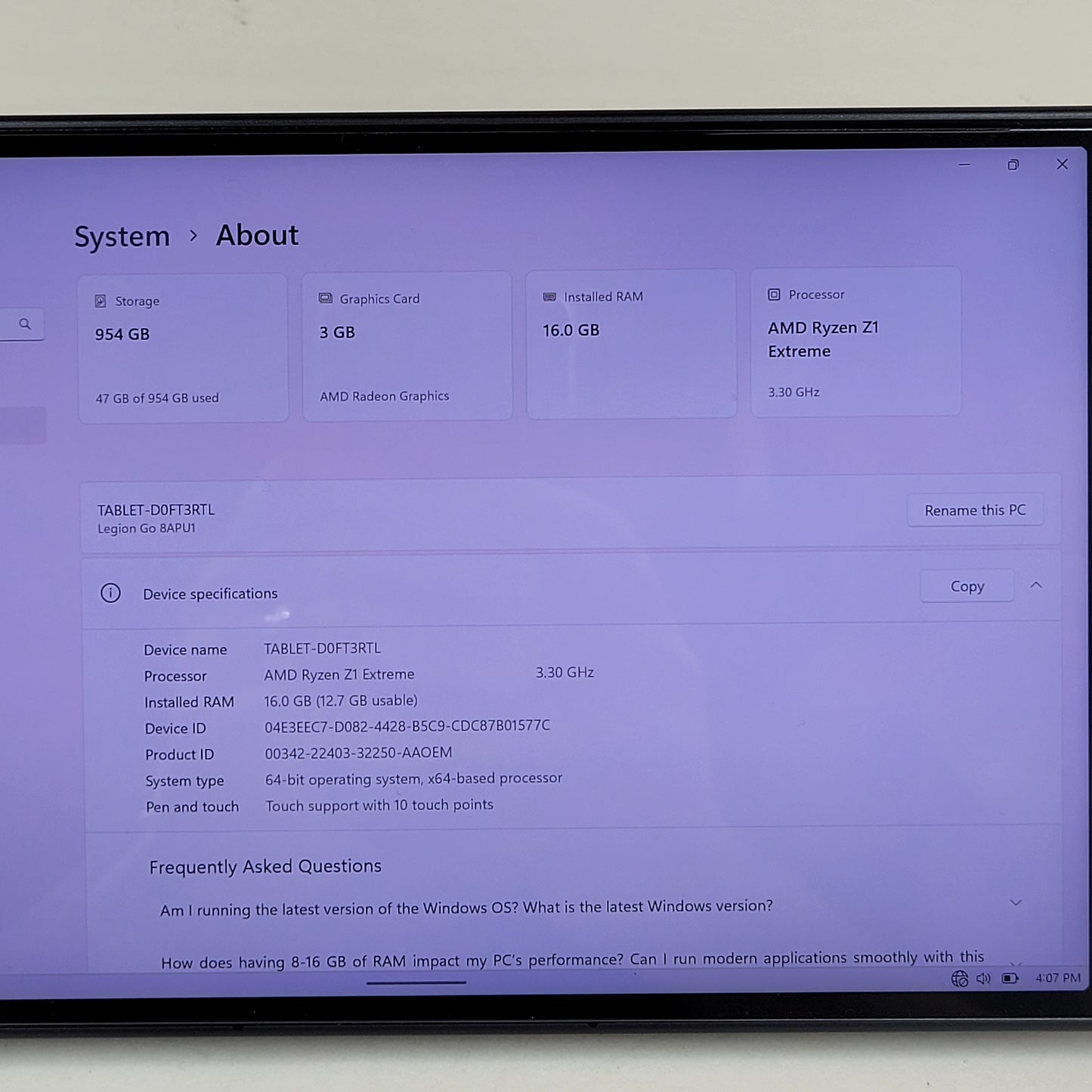 Lenovo Legion Go 8.8" AMD Ryzen Z1 Extreme 16GB 1TB Shadow Black 83E1001YUS