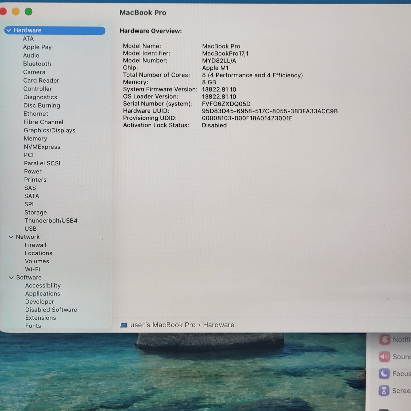 2020 Apple MacBook Pro 13.3" M1 8C GPU 3.2GHz 8GB RAM 256GB SSD A2338