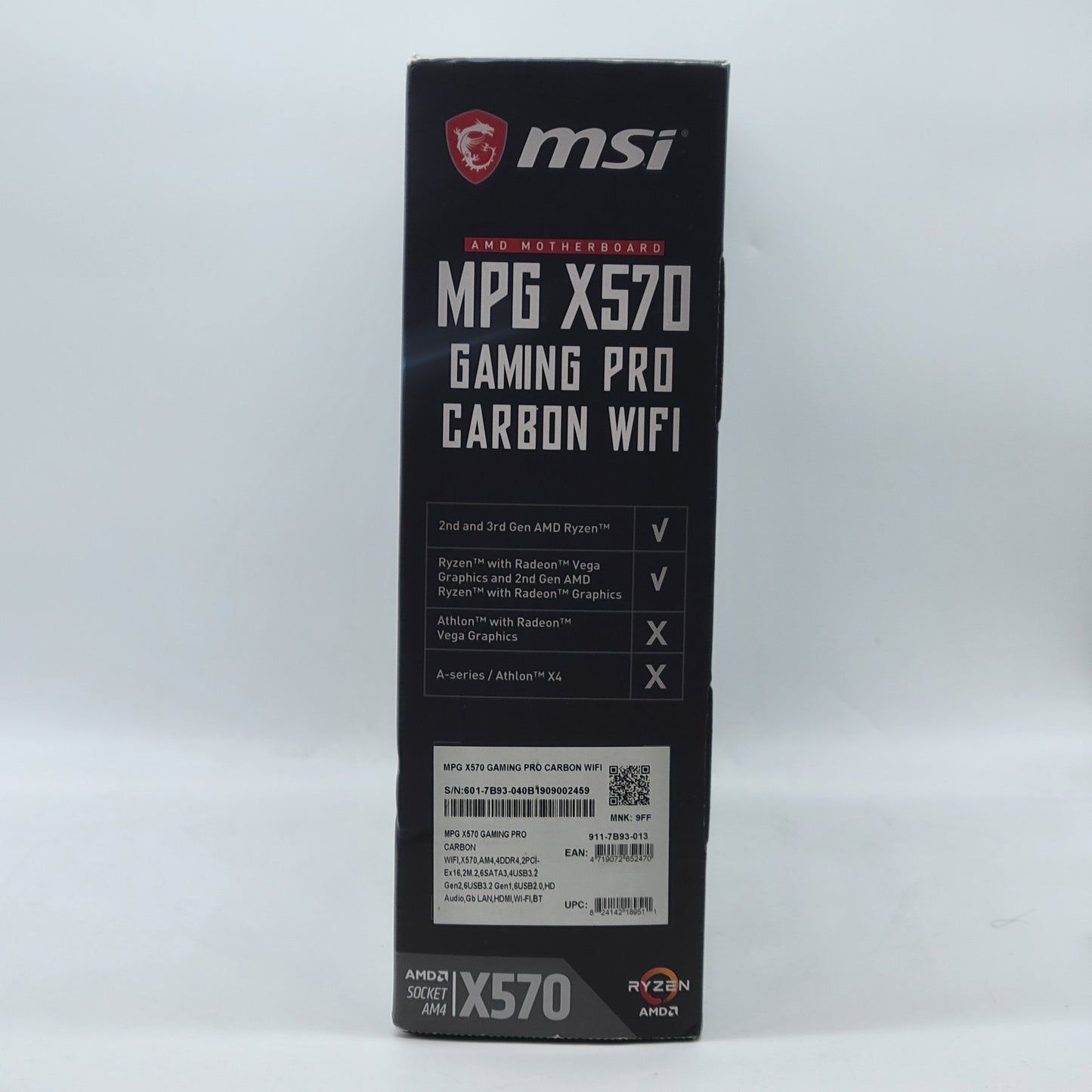 New MSi MPG X570 Gaming Pro Carbon WIFI AM4 ATX AMD DDR4 Motherboard