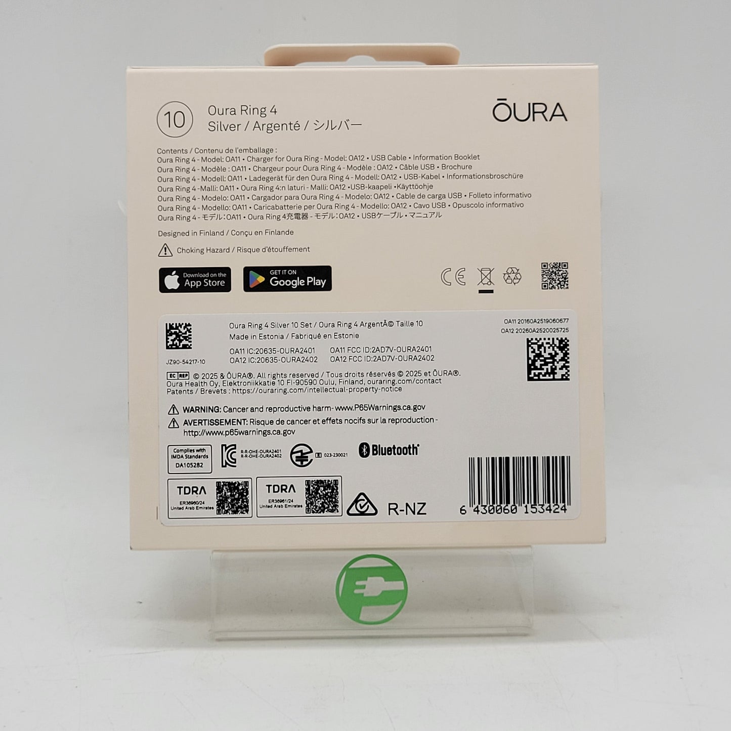 New Oura Ring 4 10 Silver Titanium Smart Ring JZ90-54217-10