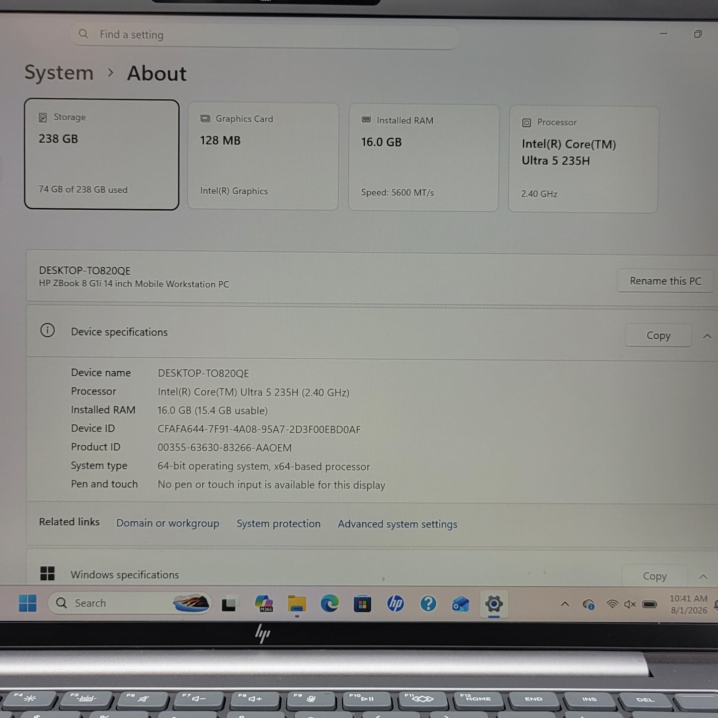 HP ZBook 8 GLI 14 14" Ultra 5 235H 2.4GHz 16GB RAM 256GB SSD