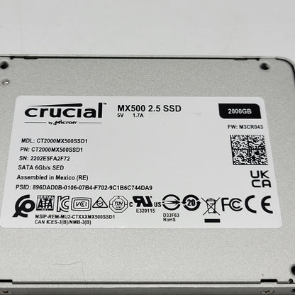 Crucial 2.5" MX500 SSD 2TB SATA III 6Gbps SSD CT2000MX500SSD1