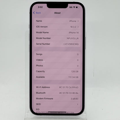 Unlocked Apple iPhone 14 128GB Purple NPUX3LL/A