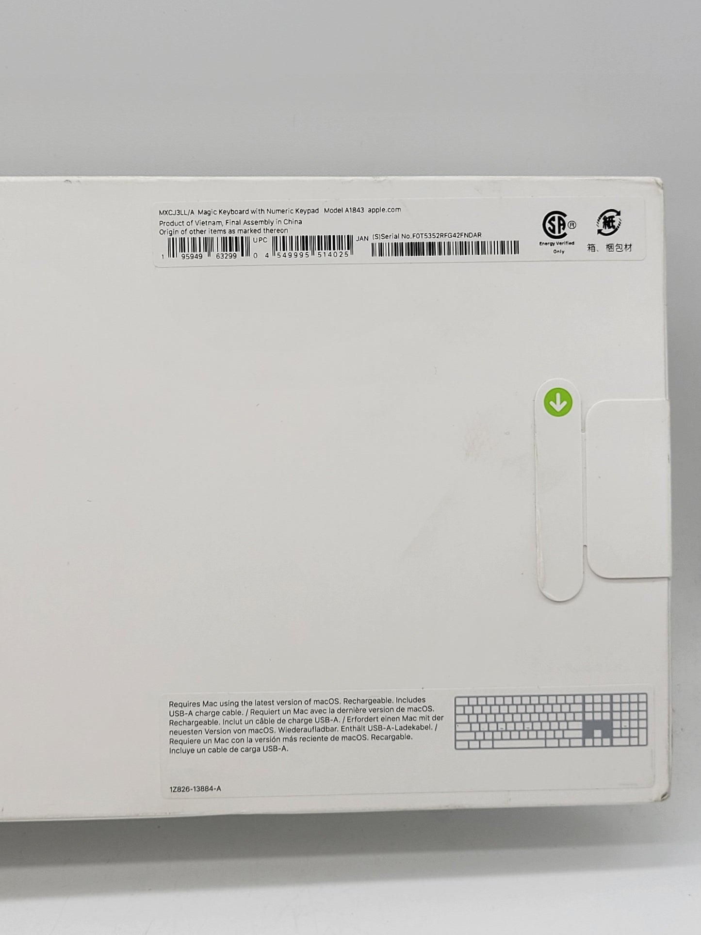 New Apple Magic Keyboard With Numeric Keypad White A1843 Keyboard