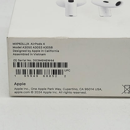 New Apple AirPods 4th Gen with Charging Case A3053 A3050 A3058 MXP63LL/A