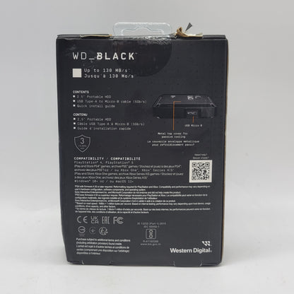 New Western Digital WD Portable BLACK P10 Game Drive 5TB HDD WDBA3A0050BBK-WEWM
