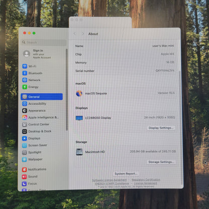 2024 Apple Mac Mini M4 4.4GHz 16GB RAM 256GB SSD Silver A3238