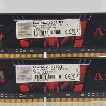 G.Skill Aegis 32GB (2x16GB) RAM DDR4 2666MHz F4-2666C19D-32GIS