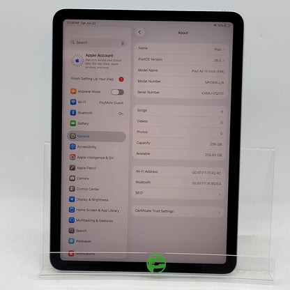 WiFi Only Apple iPad Air 11" M4 256GB Blue MH364LL/A
