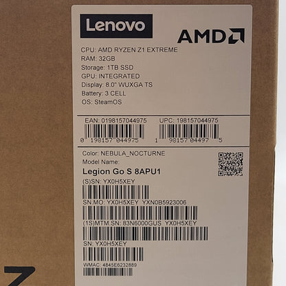 Lenovo Legion Go S 8" AMD Ryzen Z1 Extreme 32GB RAM 1TB Nebula-Nocture 8APU1