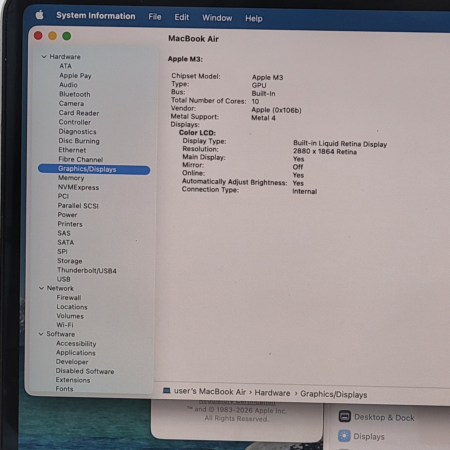 2024 Apple MacBook Air 15" M3 8C GPU 4.0GHz 8GB RAM 256GB SSD A3114