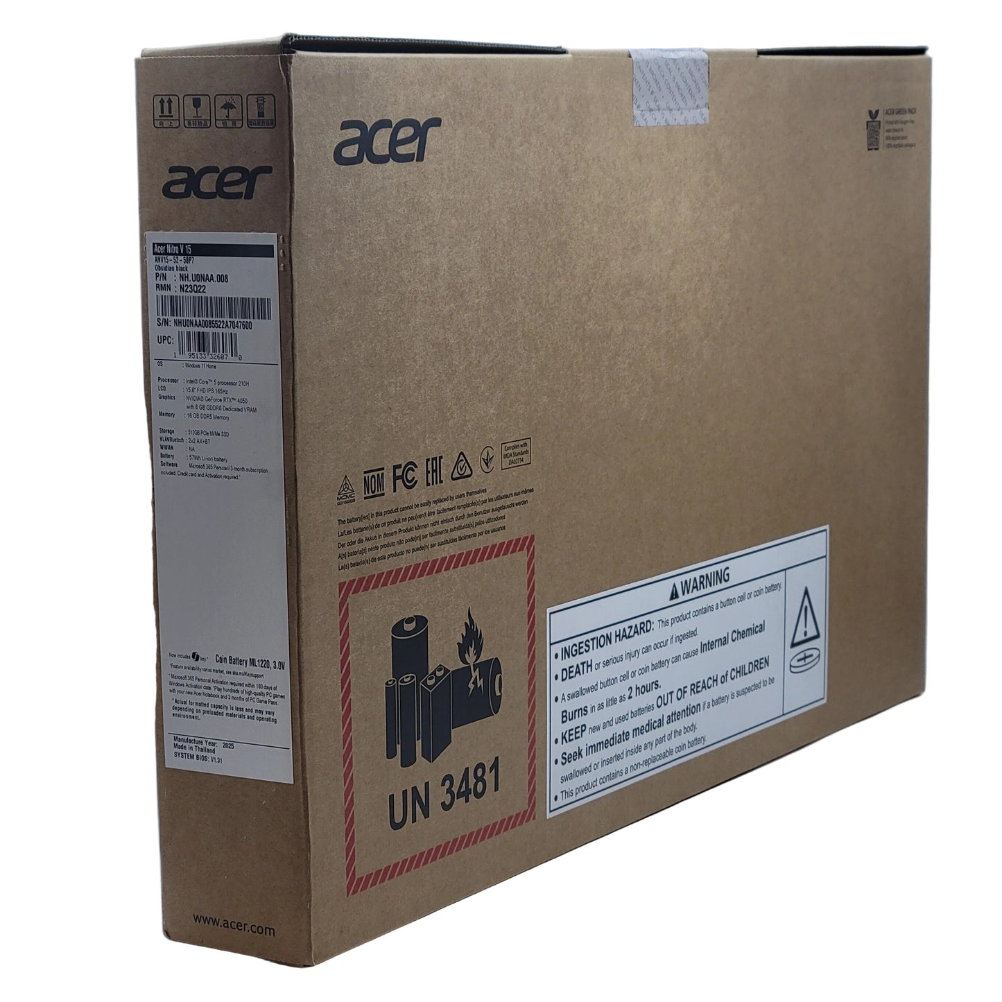 New Acer Nitro V 15 ANV15-52 15.6" CORE 5 210H 16GB RAM 512GB SSD RTX 4050