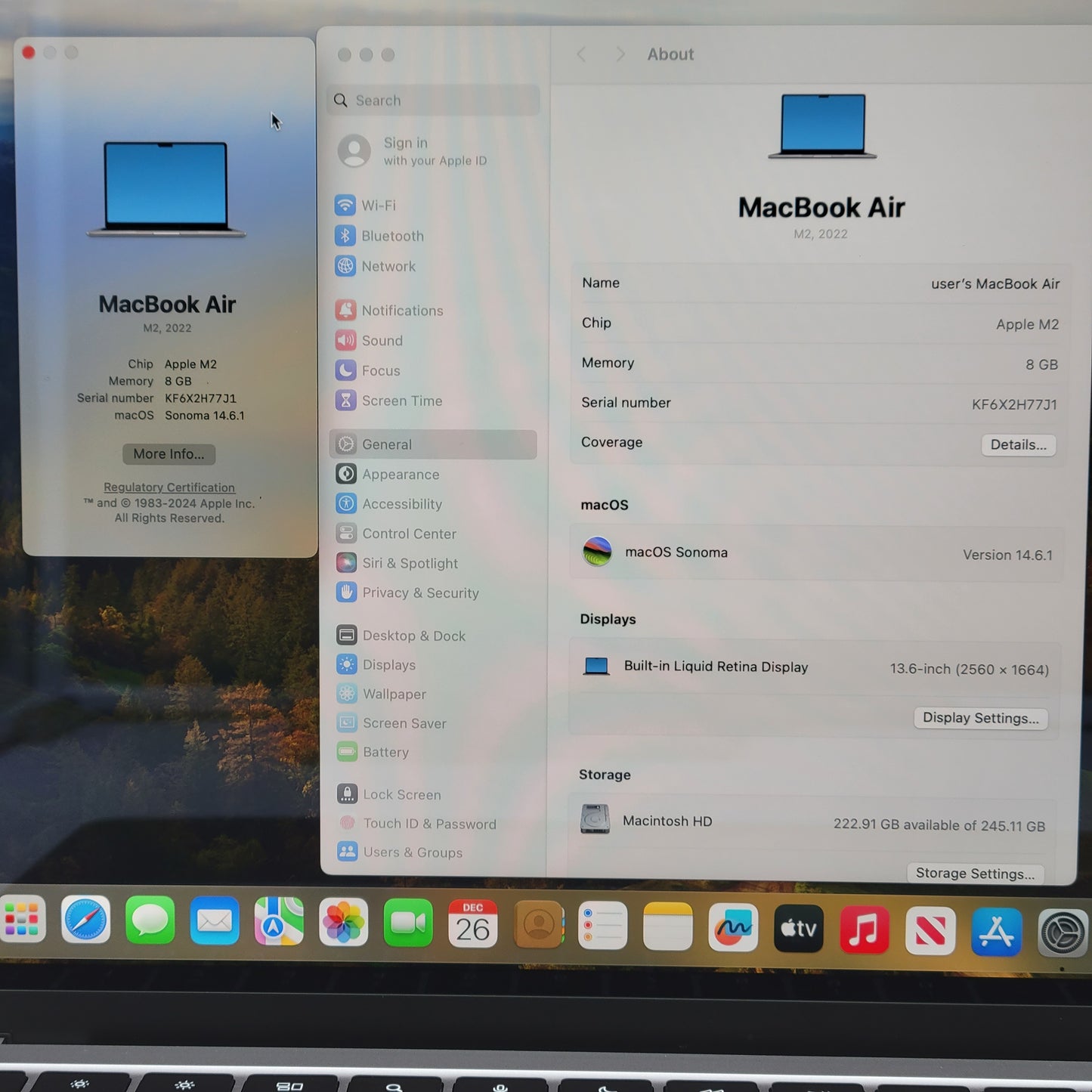 2022 Apple MacBook Air 13.6" M2 3.5GHz 8GB RAM 256GB SSD A2681