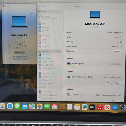 2022 Apple MacBook Air 13.6" M2 3.5GHz 8GB RAM 256GB SSD A2681