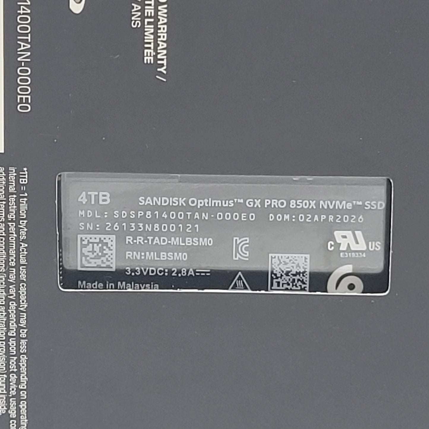 New SanDisk 2280mm Optimus GX Pro 850X 4TB PCIe 4.0 x4 NVMe 1.4 SSD