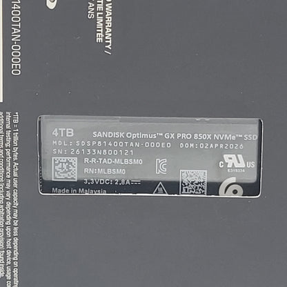 New SanDisk 2280mm Optimus GX Pro 850X 4TB PCIe 4.0 x4 NVMe 1.4 SSD