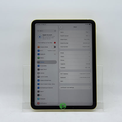 WiFi Only Apple iPad 11" (A16) 128GB Yellow MD4D4LL/A