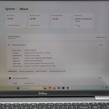 Dell Latitude 5550 15.6" Core Ultra 5 125U 1.3GHz 16GB RAM 256GB SSD