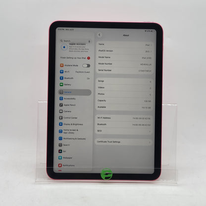 WiFi Only Apple iPad 10th Gen 128GB Pink MD4E4LL/A
