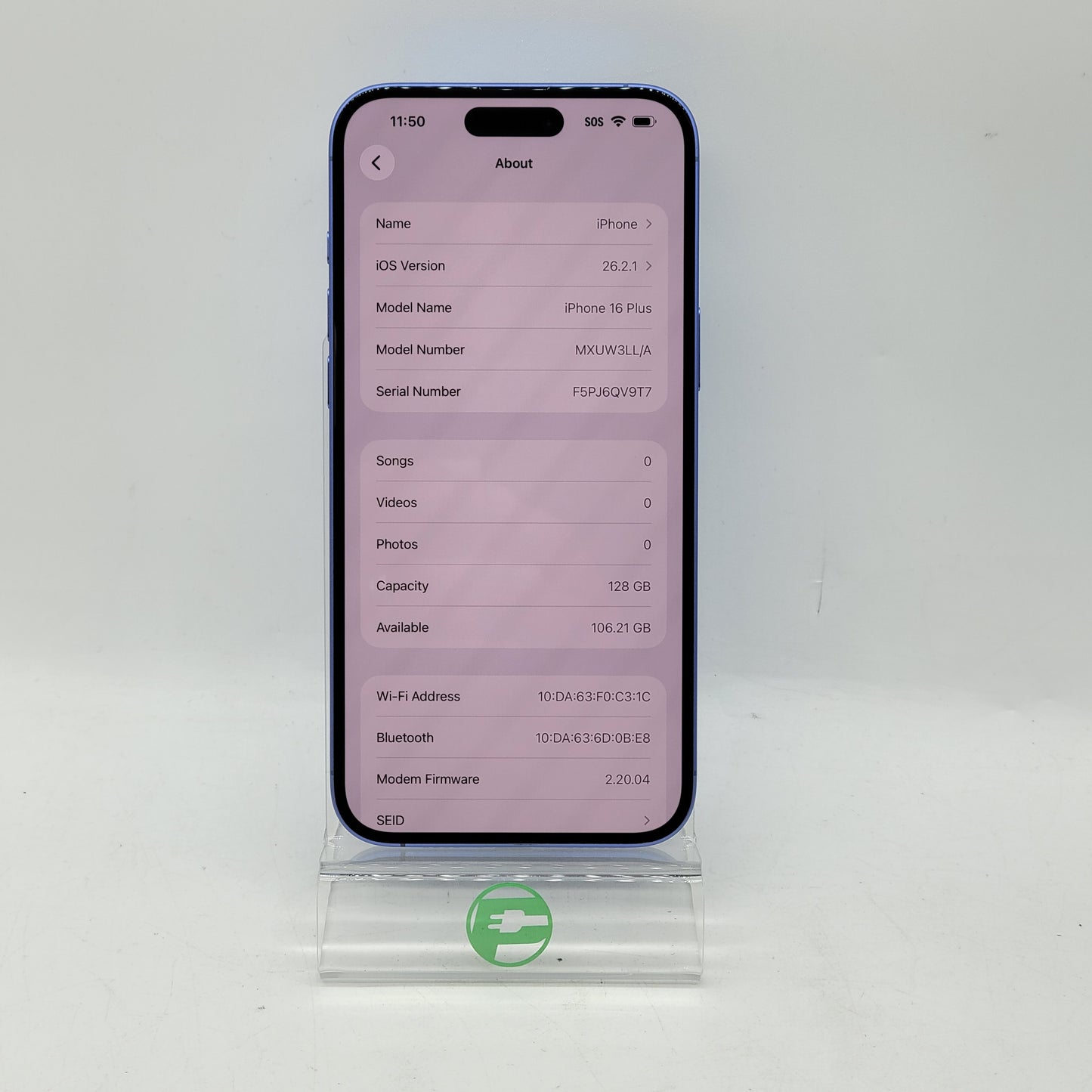 Factory Unlocked Apple iPhone 16 Plus 128GB Ultramarine MXUW3LL/A