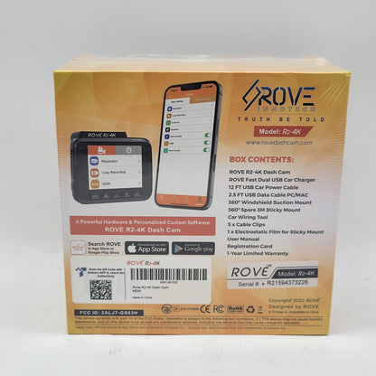New ROVE INNOTECH R2-4K 2160P 4K UHD Car Dash Cam Built-in GPS & WiFi