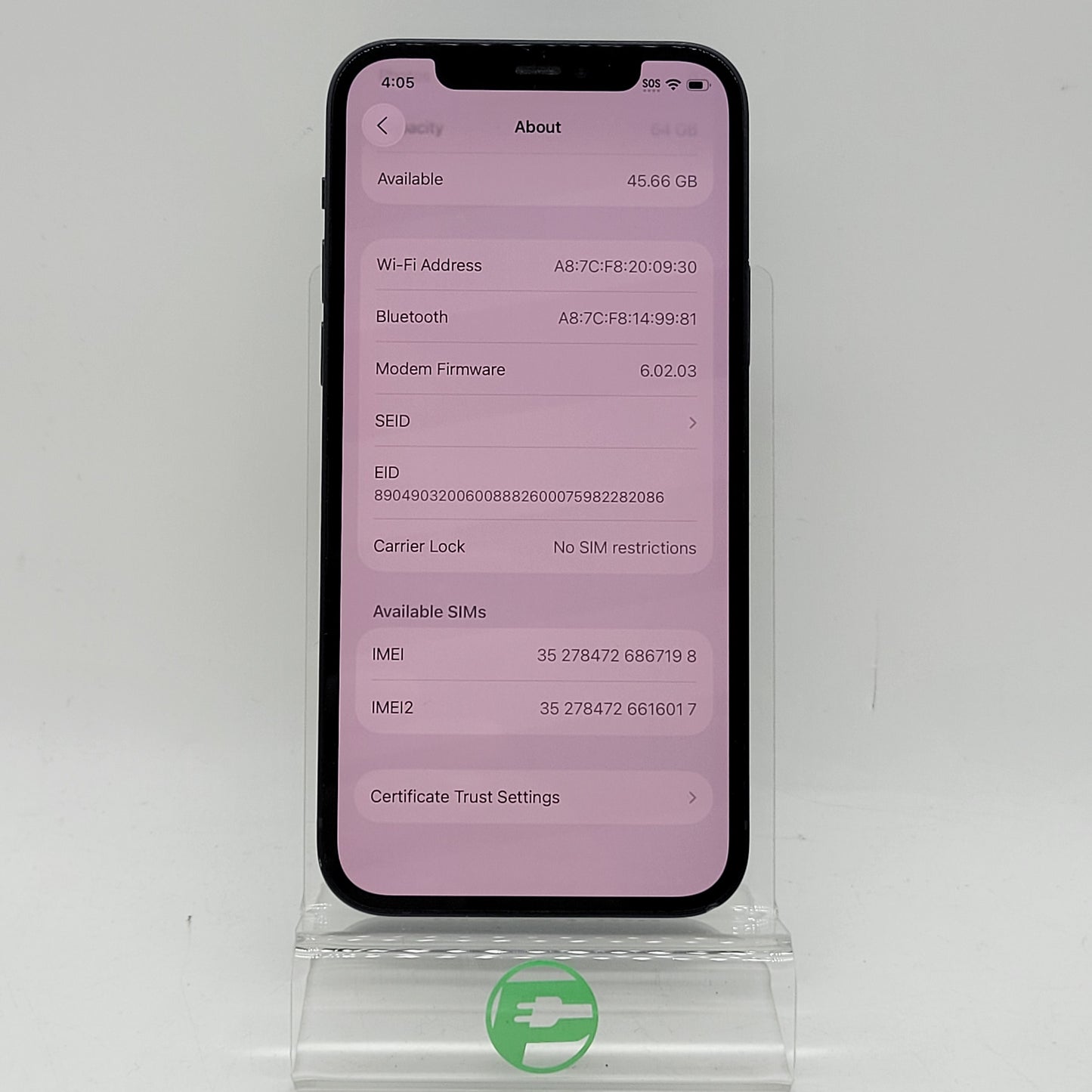 Unlocked Apple iPhone 12 64GB Black MGH63LL/A