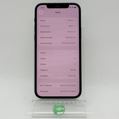 Unlocked Apple iPhone 12 64GB Black MGH63LL/A