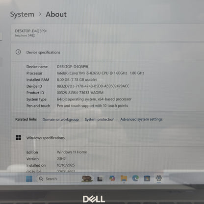 Dell Inspiron 5000 P93G 14" i5-8265U 1.8GHz 8GB RAM 256GB SSD